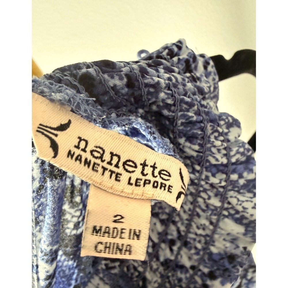 Nanette Nanette Lepore Blue Snakeskin High-Low Smocked Waist Midi Dress Size 2 - Picture 5 of 5